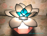 **Made to Order** White Lotus Stained Glass Lamp