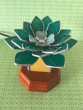 **SOLD**Green Succulent Stained Glass Lamp