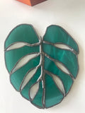 Monstera Leaf Stained Glass Suncatcher (Made to Order)