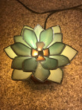 **Made to Order** Light Green Succulent Stained Glass Lamp