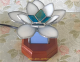 **Made to Order** White Lotus Stained Glass Lamp