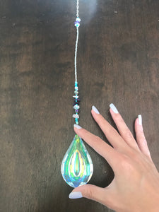 Yoni Suncatcher with Quartz and Amethyst Crystals