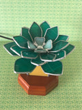 **SOLD**Green Succulent Stained Glass Lamp