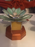 **Made to Order** Light Green Succulent Stained Glass Lamp